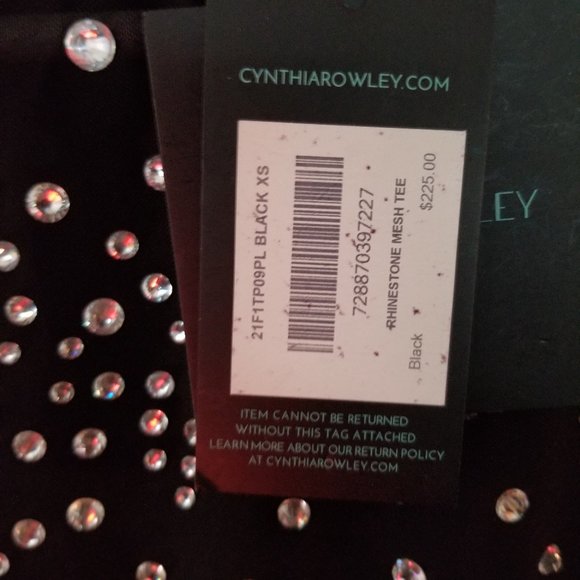 Cynthia Rowley black rhinestone  top size  XS - Picture 5 of 7